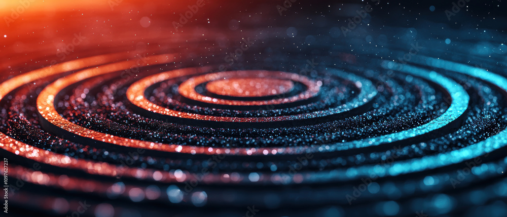 Aufkleber quantum computing education concept. a mesmerizing close-up of shimmering ripples on a dark surface,