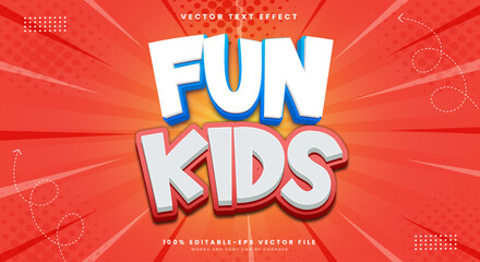 Fun Kids 3d editable text effect Template Premium Vector