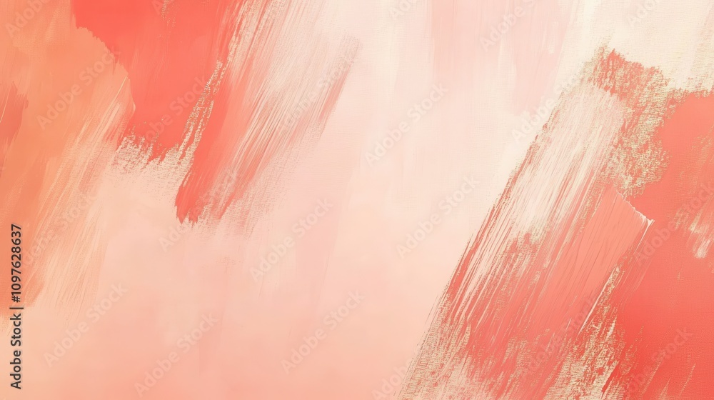 Aufkleber Abstract art on a pale coral background showcasing dynamic brush strokes and textured patterns during a serene artistic moment