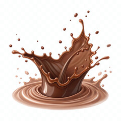abstract 3d chocolate splash waves with drops png design