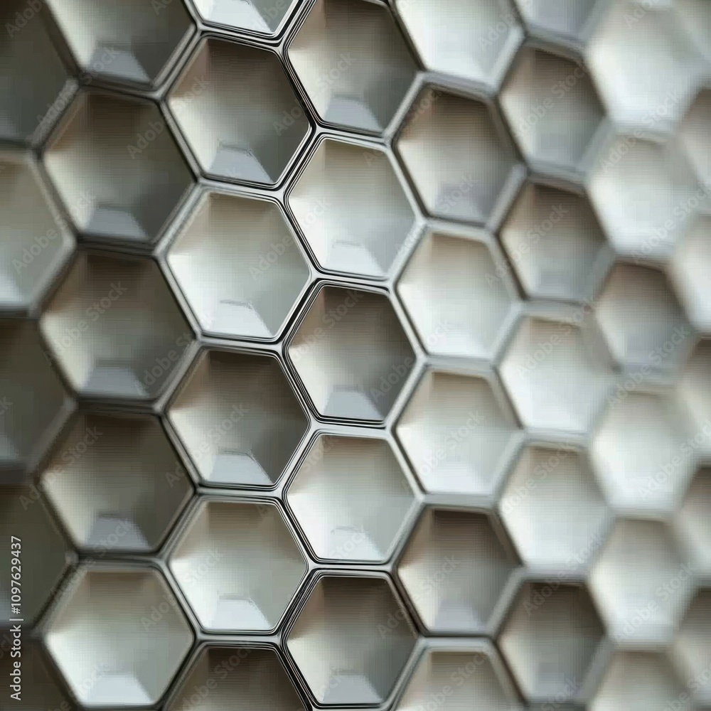 Poster A close-up view of hexagonal patterns showcasing intricate geometry and texture in a modern design setting