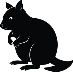 Obraz premium Black Silhouette of a Cute Wallaby Illustration: Australian Marsupial Animal Vector Graphic for Wildlife and Nature Designs
