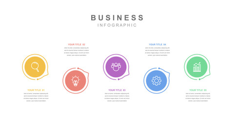 Infographic elements template Business concept with icons and 5 options, workflow layout, icons, diagram, report, web design. Creative, vector, illustration.
