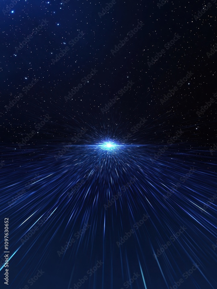 Poster dynamic light burst in cosmic space digital artwork sci-fi environment high-speed perspective univer