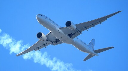 Obraz premium a plane flying in the blue sky, sunny day, plane wallpaper