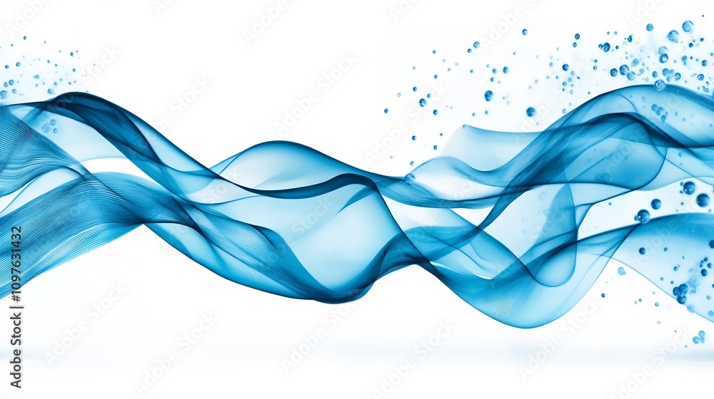 Poster captivating abstract blue waves and lines - elegant digital graphic background for branding and
