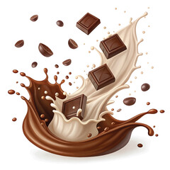 abstract 3d chocolate splash waves with drops png design
