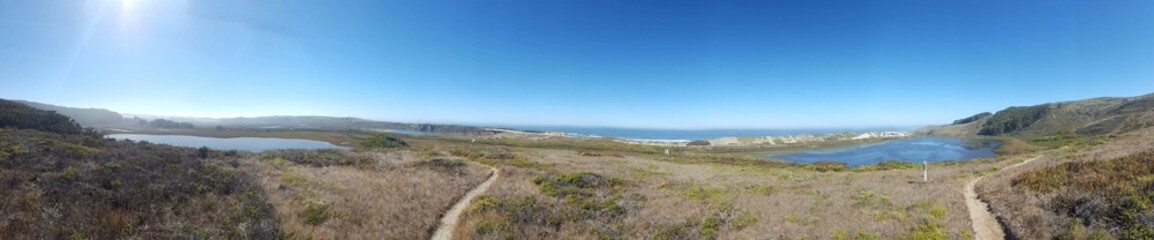 Coastal Panoramic View with Lakes and Trails