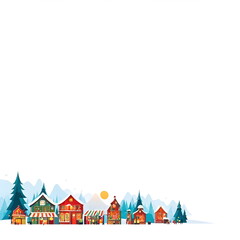 Backdrop with winter town