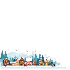 Backdrop with winter town