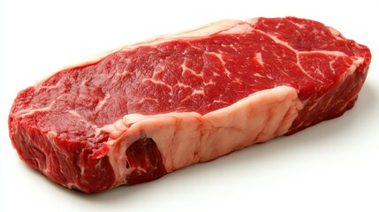 Fresh Raw Steak Ready for Grilling on White Background