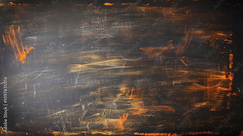 Poster a textured backdrop with dark tones and streaks of orange, suitable for design projects.