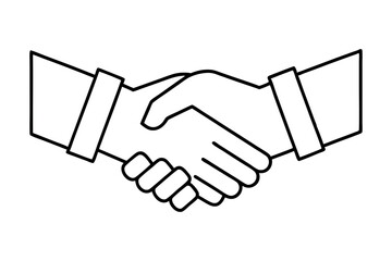 Minimalist Handshake Line Art Vector Illustration with Business Agreement and Partnership Symbol