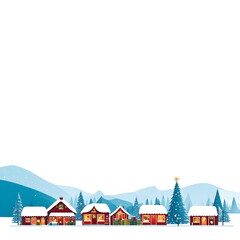 Backdrop with winter town