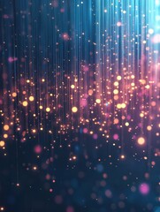 Abstract data transmission visualization. Big data code representation. Glittering dust of lights. Graphic concept for your design