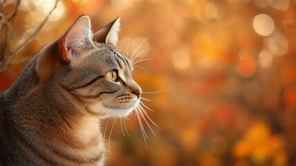 窓辺で秋を見つめる猫