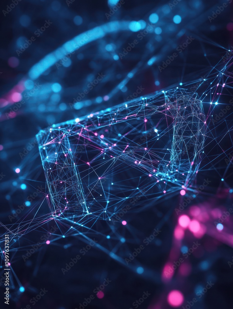 Aufkleber abstract digital polygonal 5g background. internet speed concept. 3d rendering.