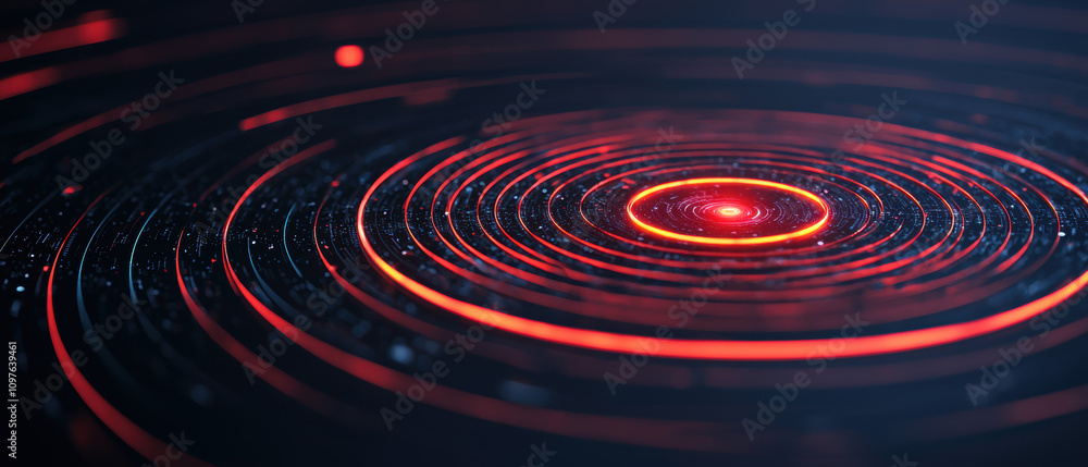 Aufkleber quantum computing education concept. a mesmerizing abstract design featuring concentric circles in v