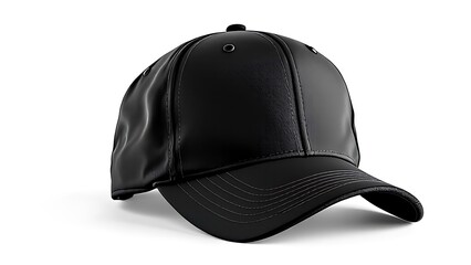 Black baseball cap mockup isolated on white background, sportwear, headwear concept