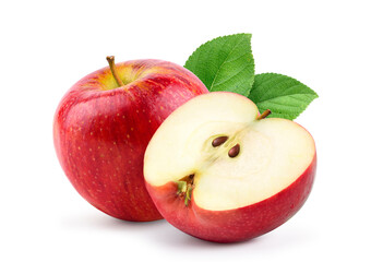 Envy apple with cut in half isolated on white background. Clipping path.