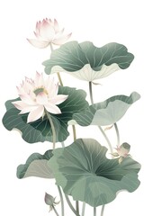 Botanical illustration lotus flower plant lily.