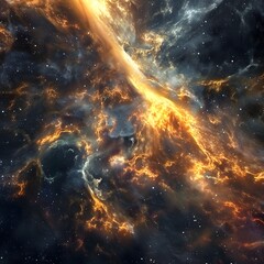 Fototapeta premium A vibrant cosmic scene depicting swirling clouds of gas and stars in deep space.