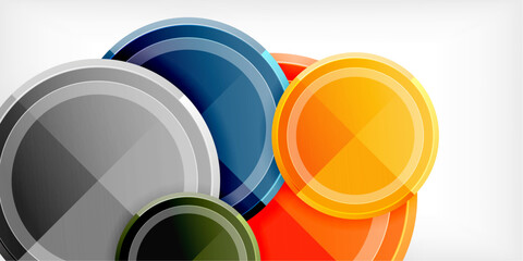 Abstract background - multicolored circles, trendy minimal geometric design, vector illustration