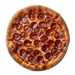 Delicious pepperoni pizza presenting slices of tasty meat and melted cheese