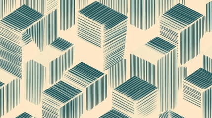 Seamless geometric pattern, captivating blue and beige tessellation for versatile design applications