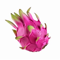 Vibrant pink dragon fruit showing its unique skin and green spikes