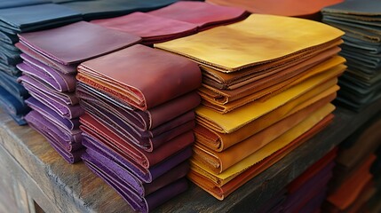 Naklejka premium Colorful leather stack