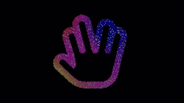 Icon Live long and prosper is made up of LED square shapes that shimmer and flicker. There are black dead diodes. In-Out looped. Alpha BW at the end