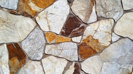 Timeless stone wall, closeup view of classic clock embedded in ancient masonry