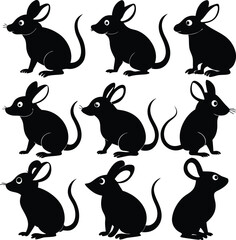 Naklejka premium Black Mouse Cartoon Vector Illustration: Cute Animal Clipart, Graphic Design Element, Rodent Image for Kids, Children's Book Illustration