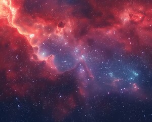 Naklejka premium A vibrant depiction of a cosmic nebula filled with stars and colorful gases.