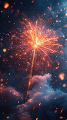 Fototapeta premium Golden Sparkles Over a Blue Abstract New Year Theme