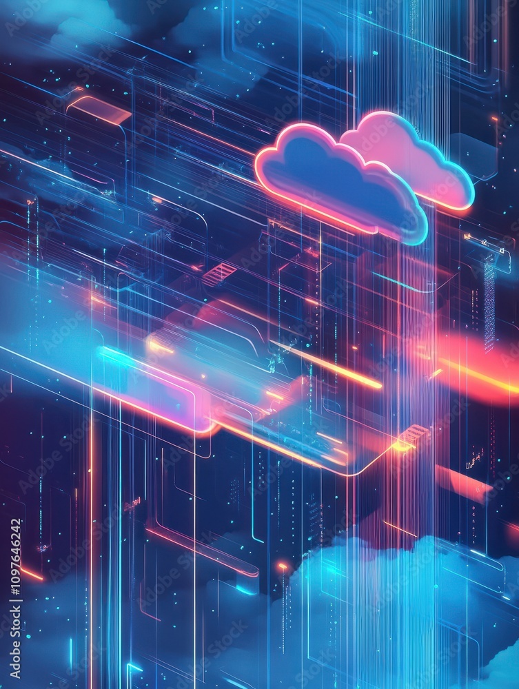 Poster data storage abstract concept vector illustration set. cloud based engine, cloud-native software dev