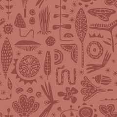 Plant seamless pattern. Floral silhouette design.