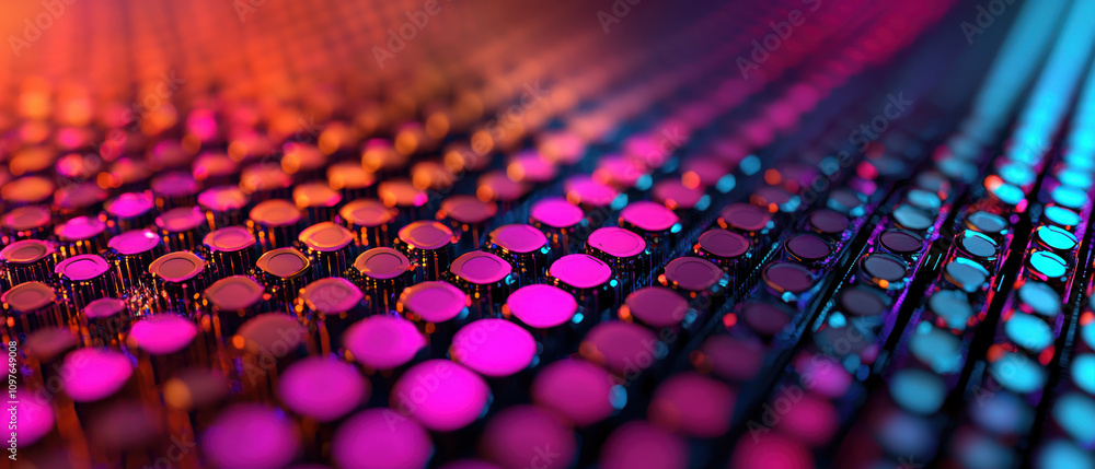 Aufkleber a vibrant, abstract image featuring a pattern of circular shapes with a gradient of purple, pink, an