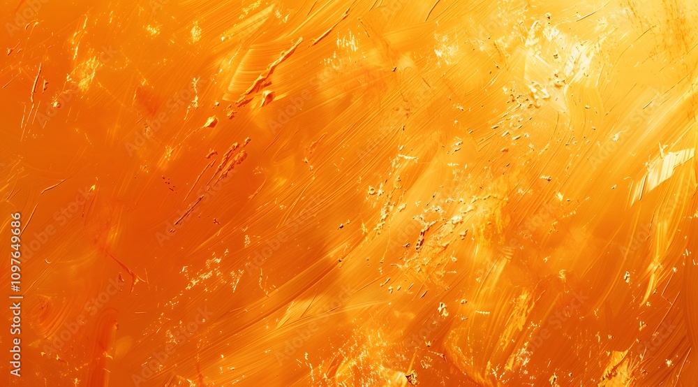 Poster abstract orange texture with dynamic brush strokes and a warm, glowing appearance.