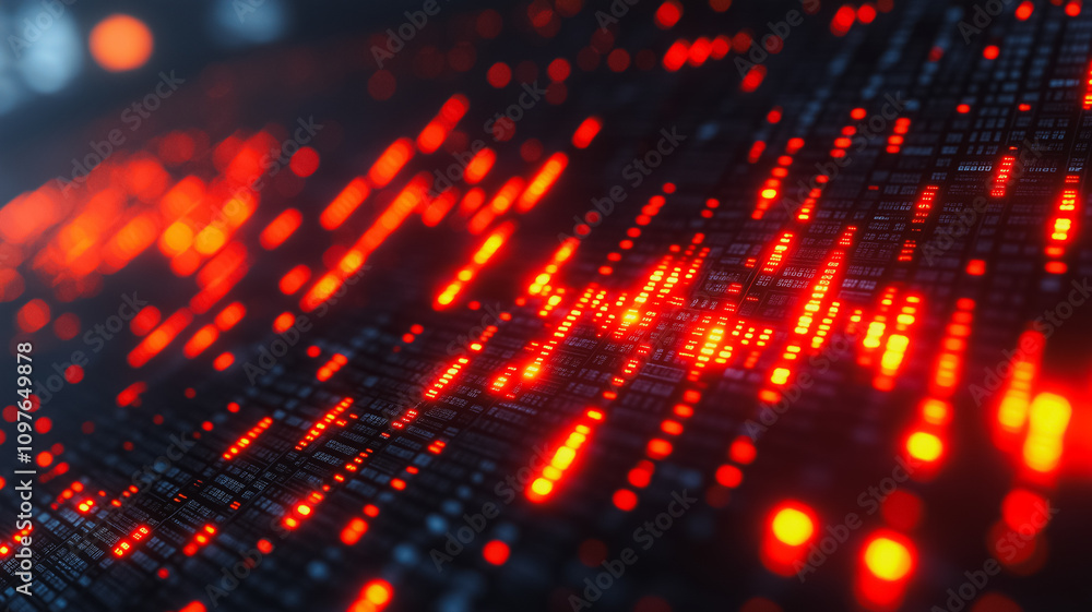 Poster a computer screen with a red background and a series of red lines. the lines are in different sizes 