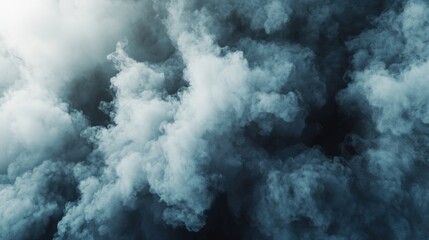 Intense cloudy sky with sunlight piercing through mist