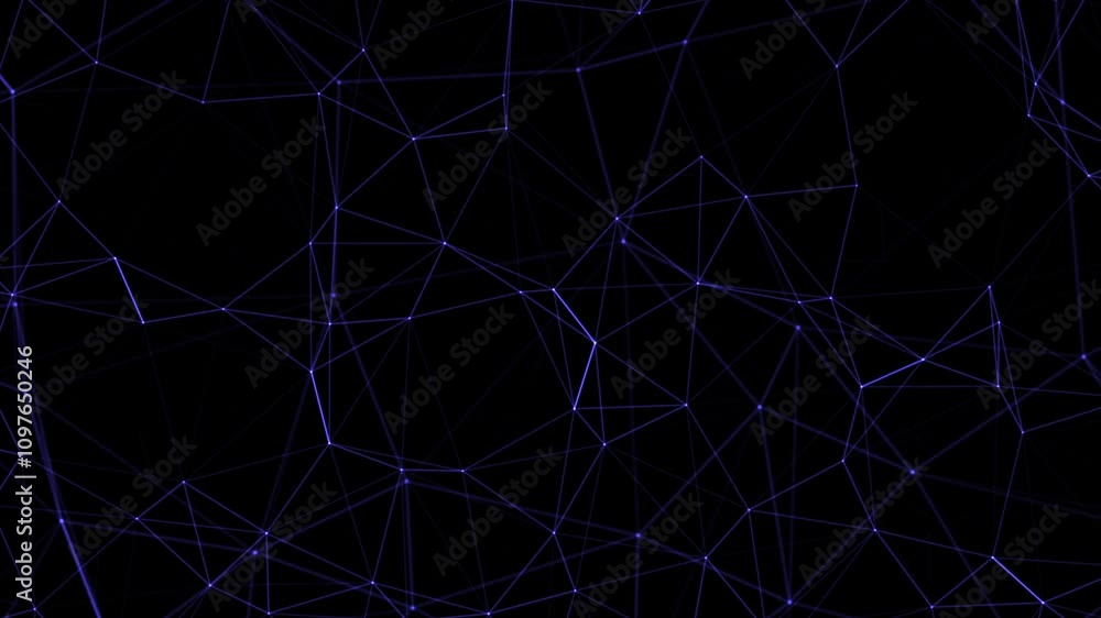 Poster Dark blue abstract matrix web network connection smooth geometric background animation