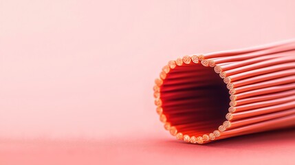 Burst of vibrant red pasta against a soft pink background.