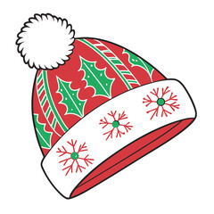 A Beautiful Christmas hat vector on white background, Christmas hat, Christmas