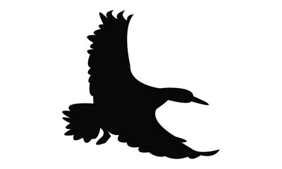 Flying Duck Silhouette Design  And Vector Illustration. 