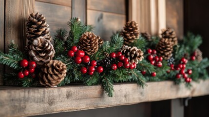 Rustic Holiday Garland with Pinecones and Berries