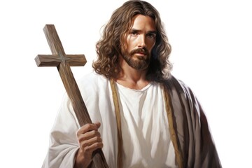 Obraz premium Jesus Christ cross white background spirituality.