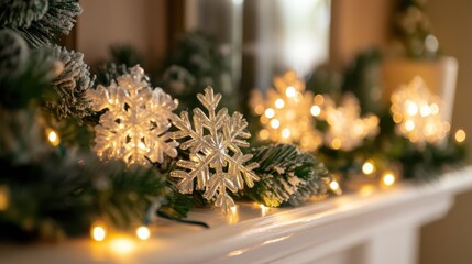 Snowflake Garland with Twinkling Lights