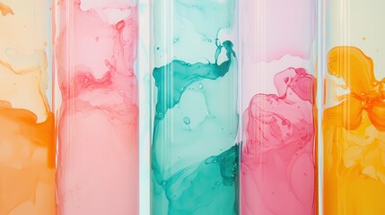 Colorful fluid experiments home laboratory science project indoor close-up